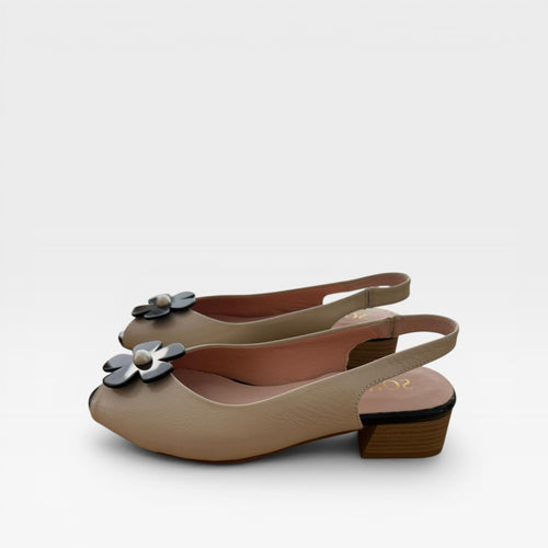 Bailarinas beige flor  - Soraya