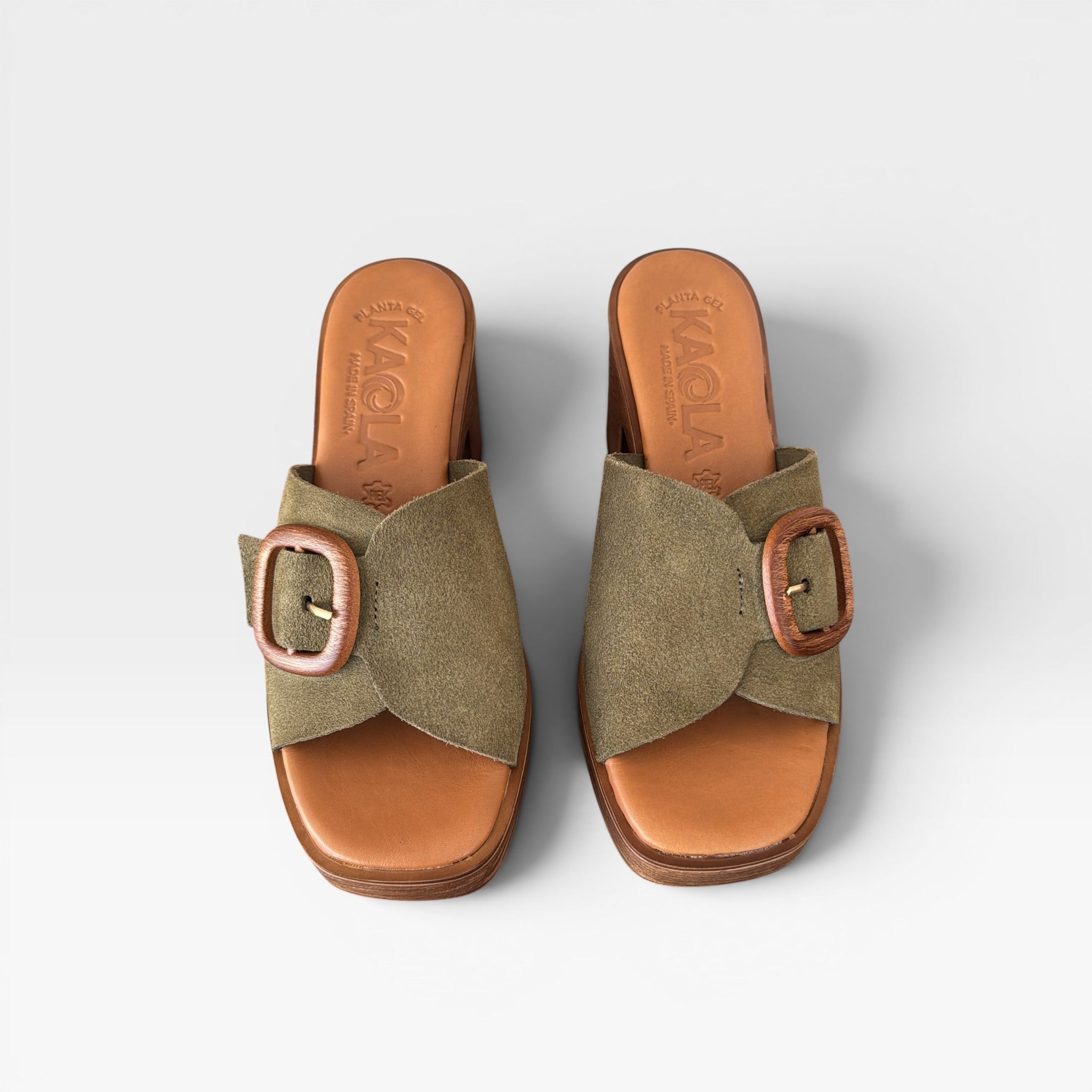 SANDALIAS Zueco verde caqui - Kaola