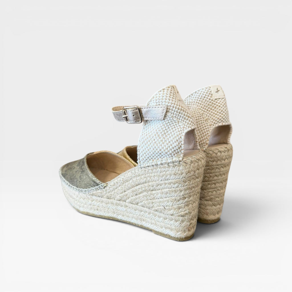 Romero cuña cerrada hebilla oro beige/caqui - Alhamas