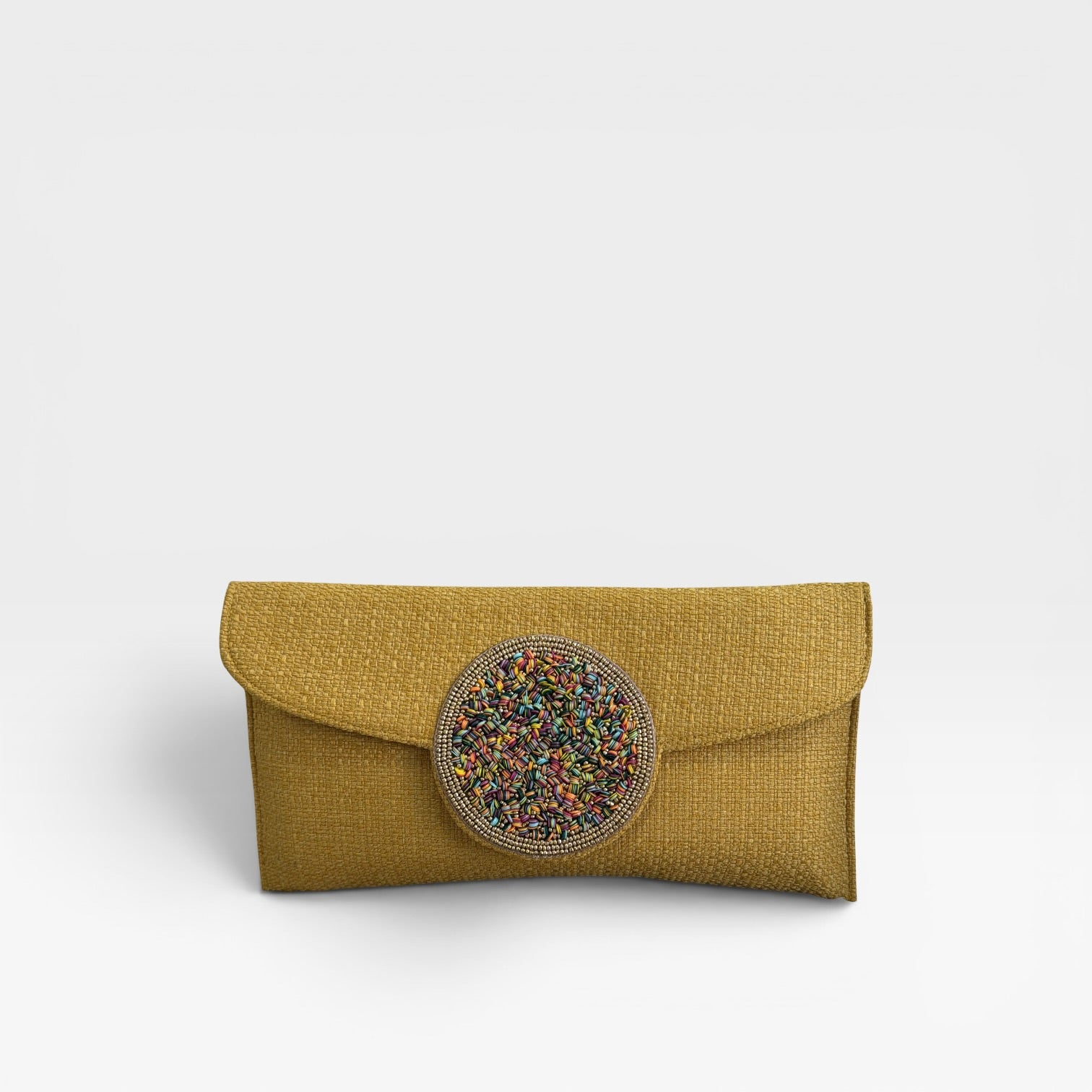 Bolso amarillo con broche multicolor fiesta -Sitara