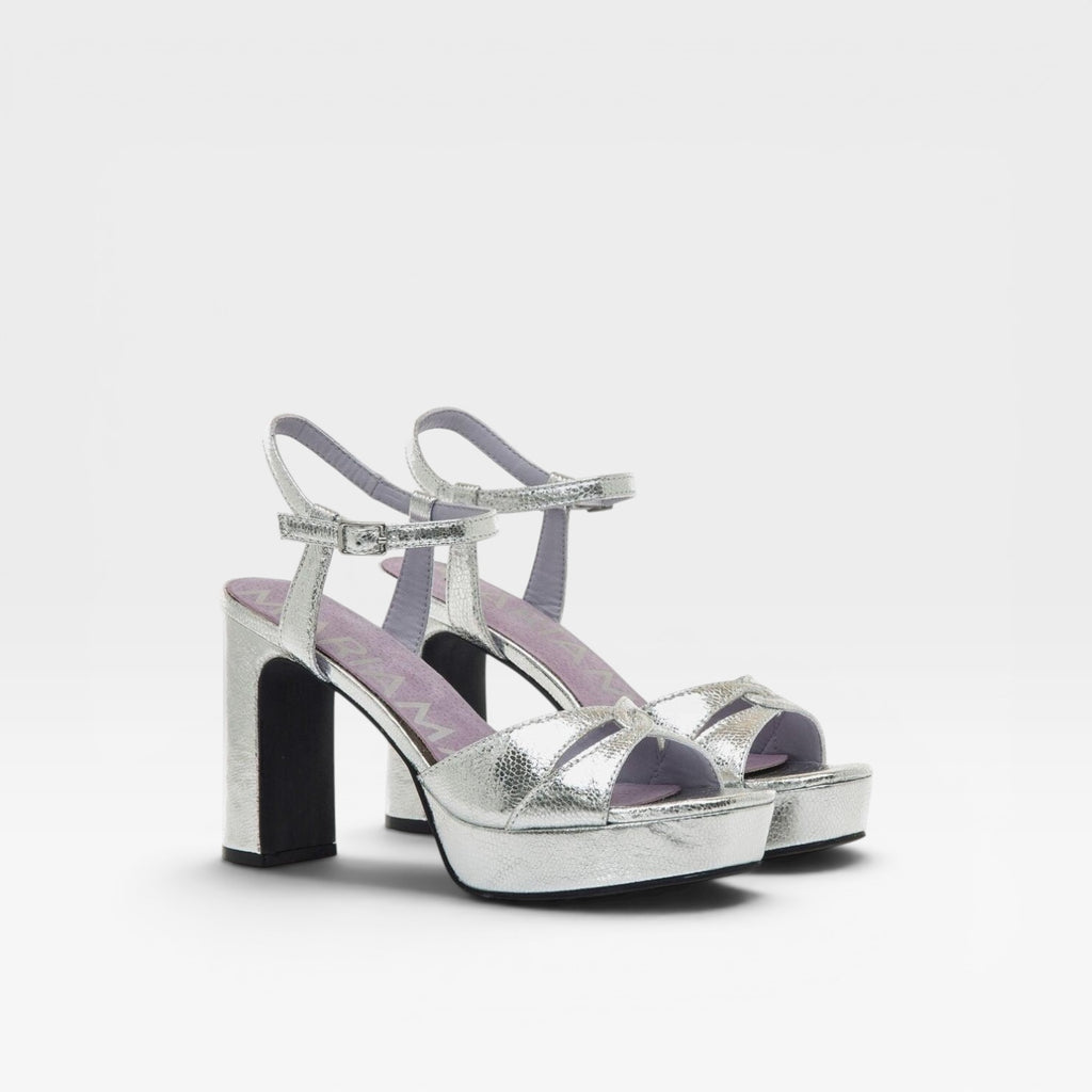 Sandalias de tacón Roseta PLATA  mujer- Mariamare
