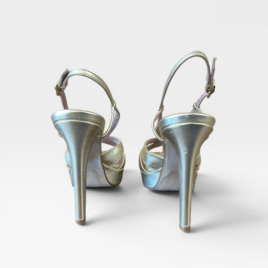 Sandalias Tacón Platino - Pedro Miralles