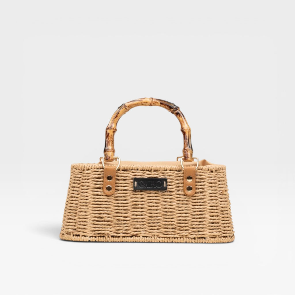 Bolso bandolera mini rígido box beige- Gaimo