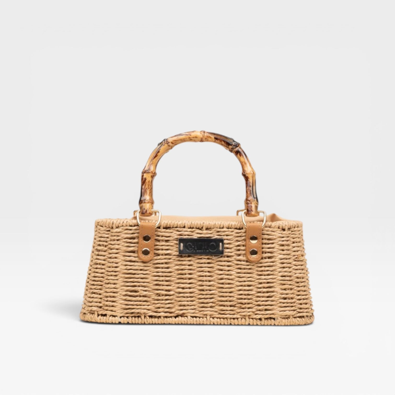 Bolso bandolera mini rígido box beige- Gaimo