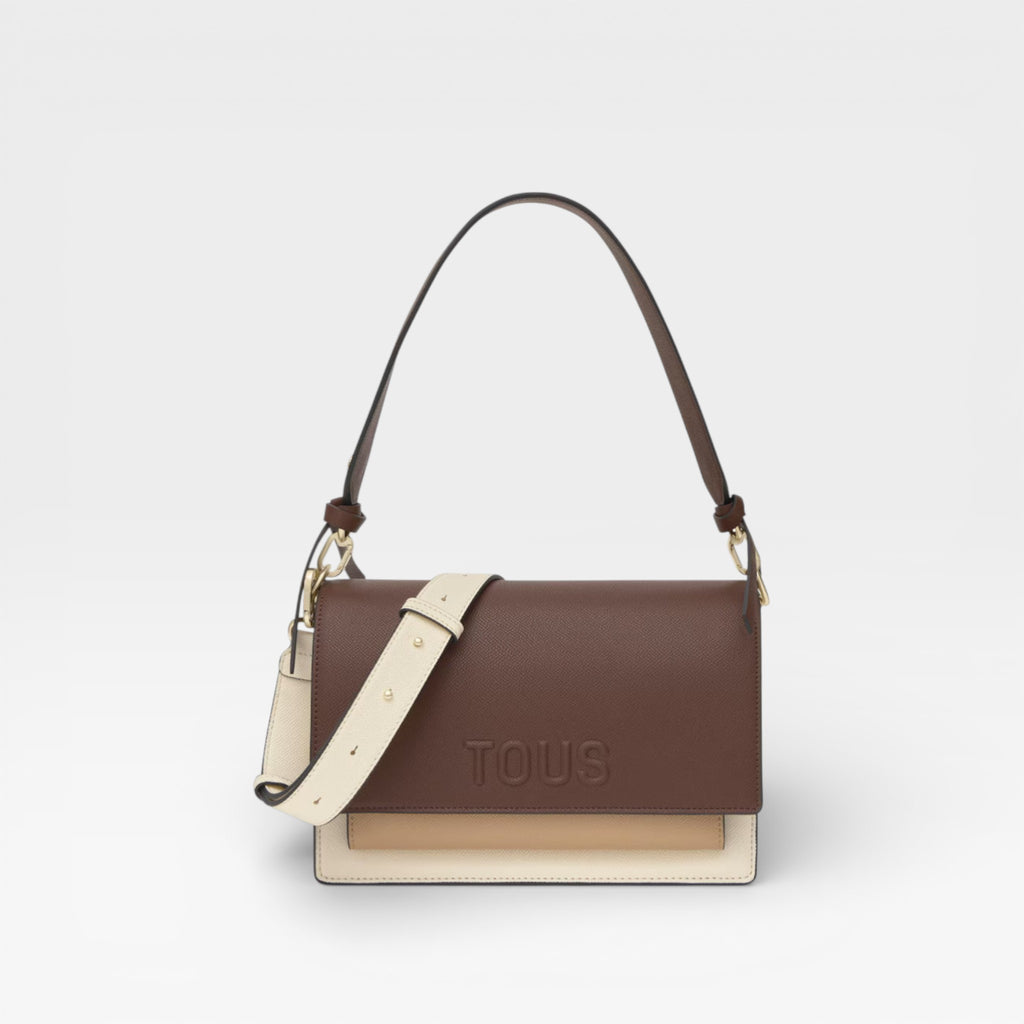 Bandolera Mediana Beige y Marrón TOUS Audree Saffiano