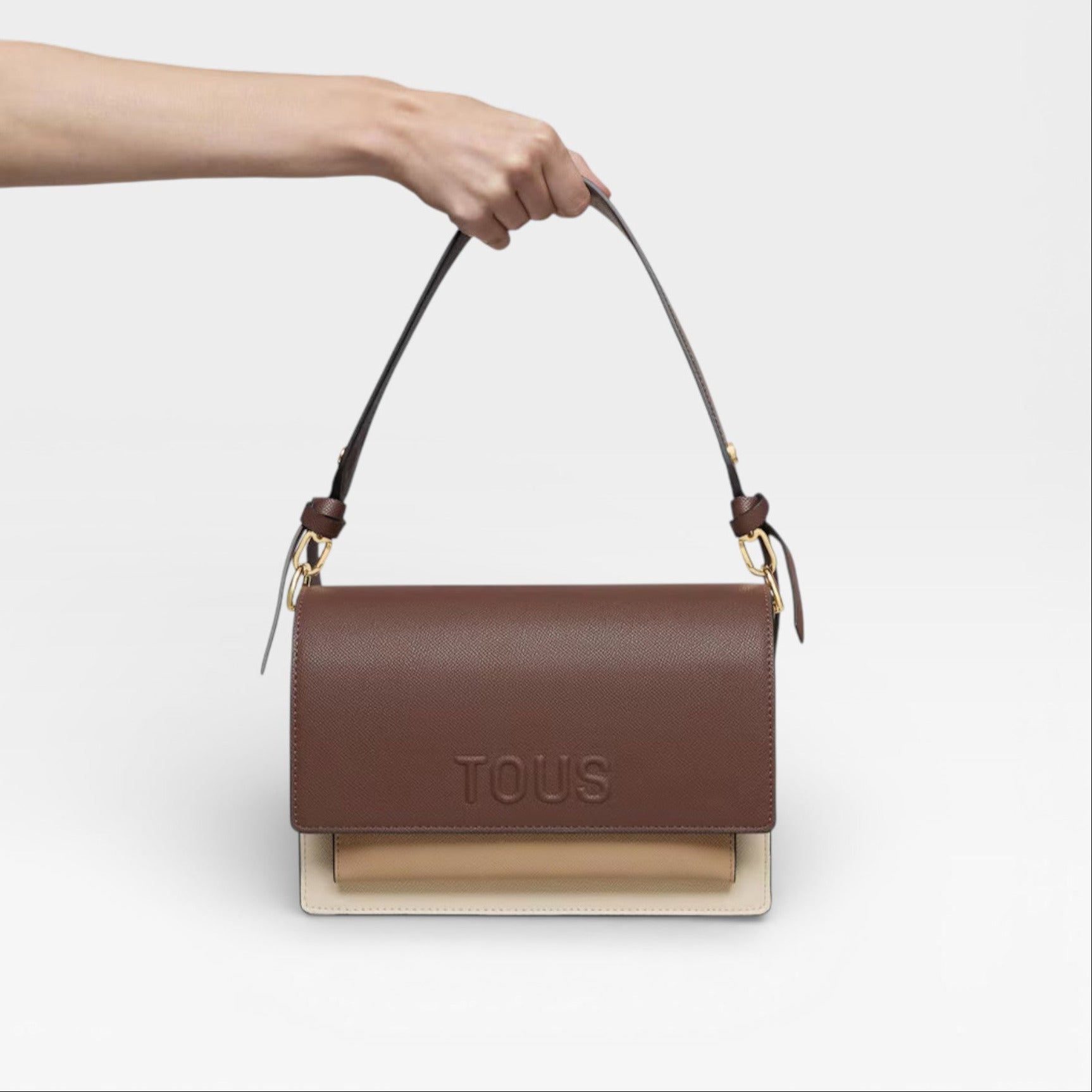 Bandolera Mediana Beige y Marrón TOUS Audree Saffiano