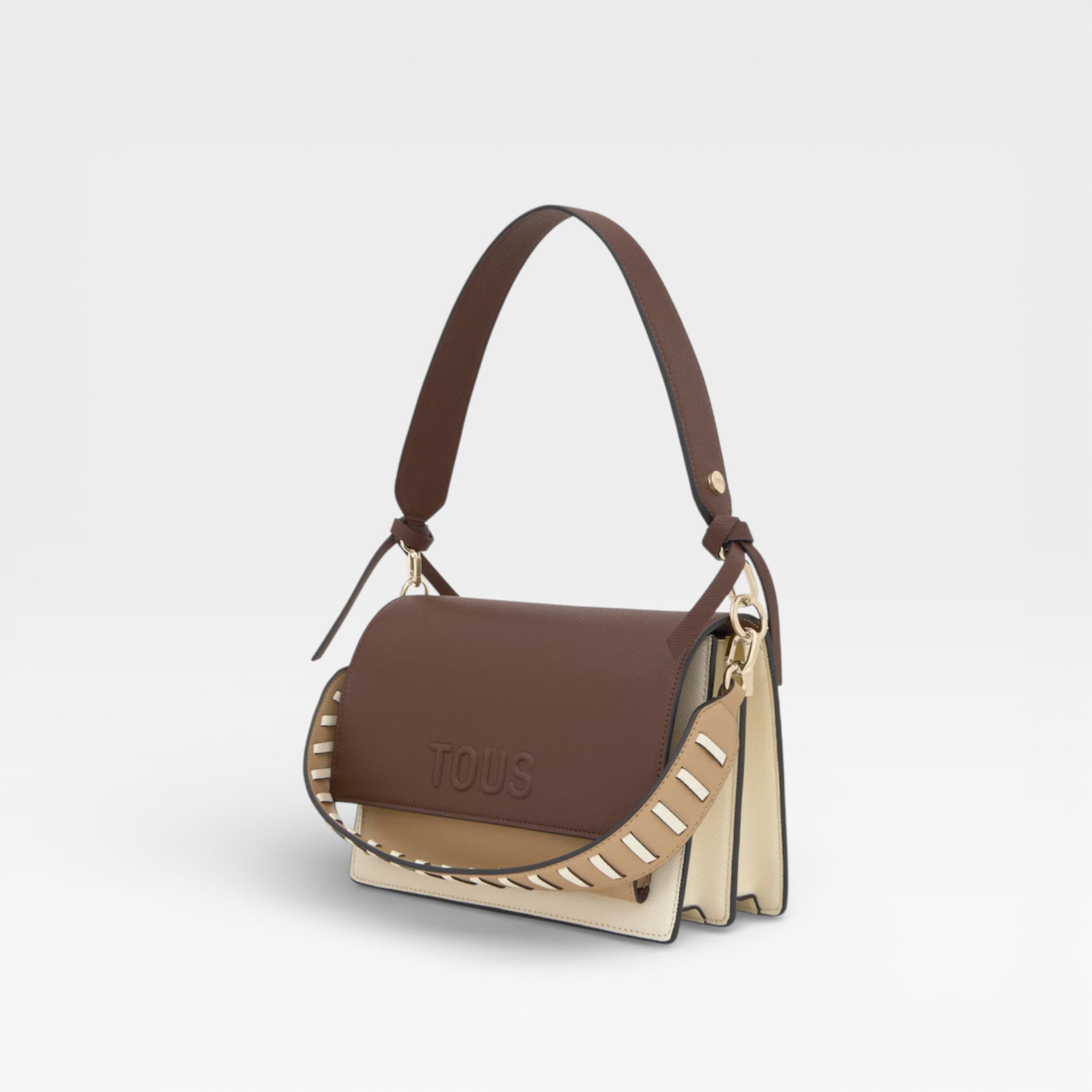 Bandolera Mediana Beige y Marrón TOUS Audree Saffiano