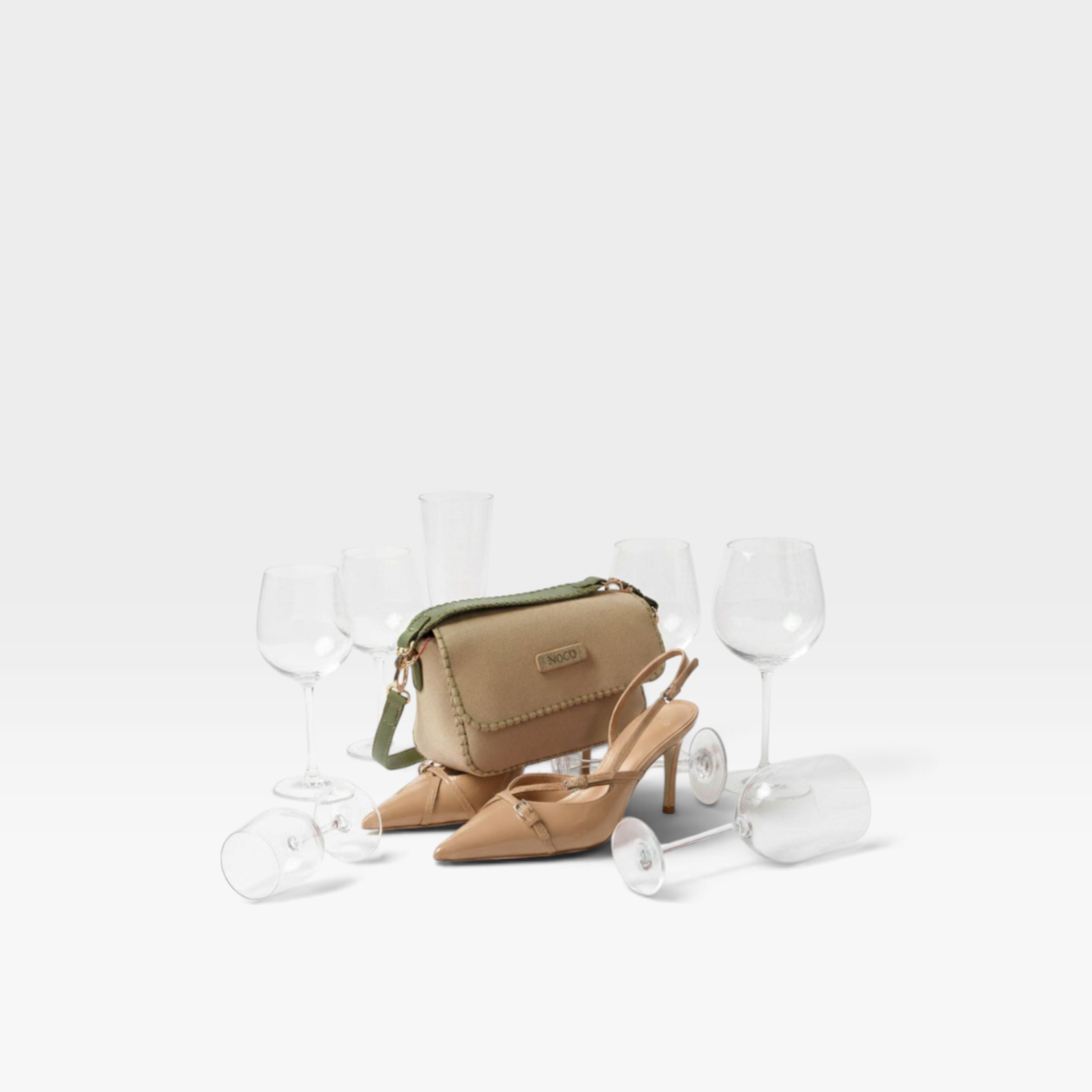 Bandolera antelina pespuntes beige - Noco