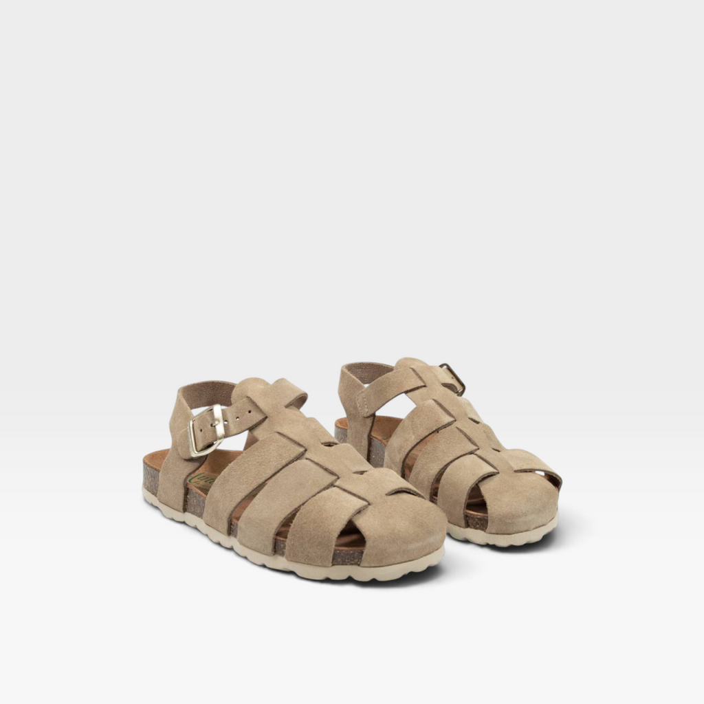 Zueco cangrejera serraje beige - Autenti
