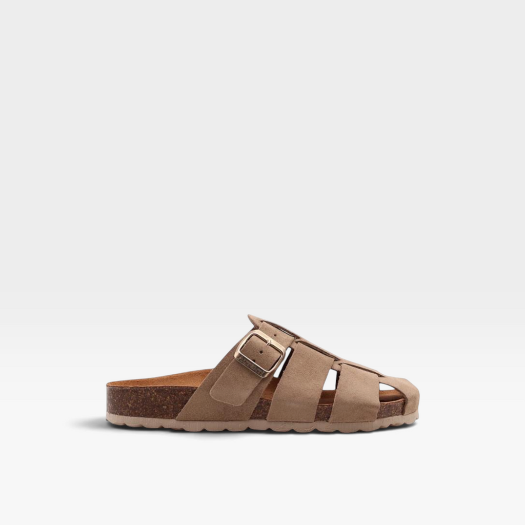 Zueco cangrejera serraje beige - Autenti