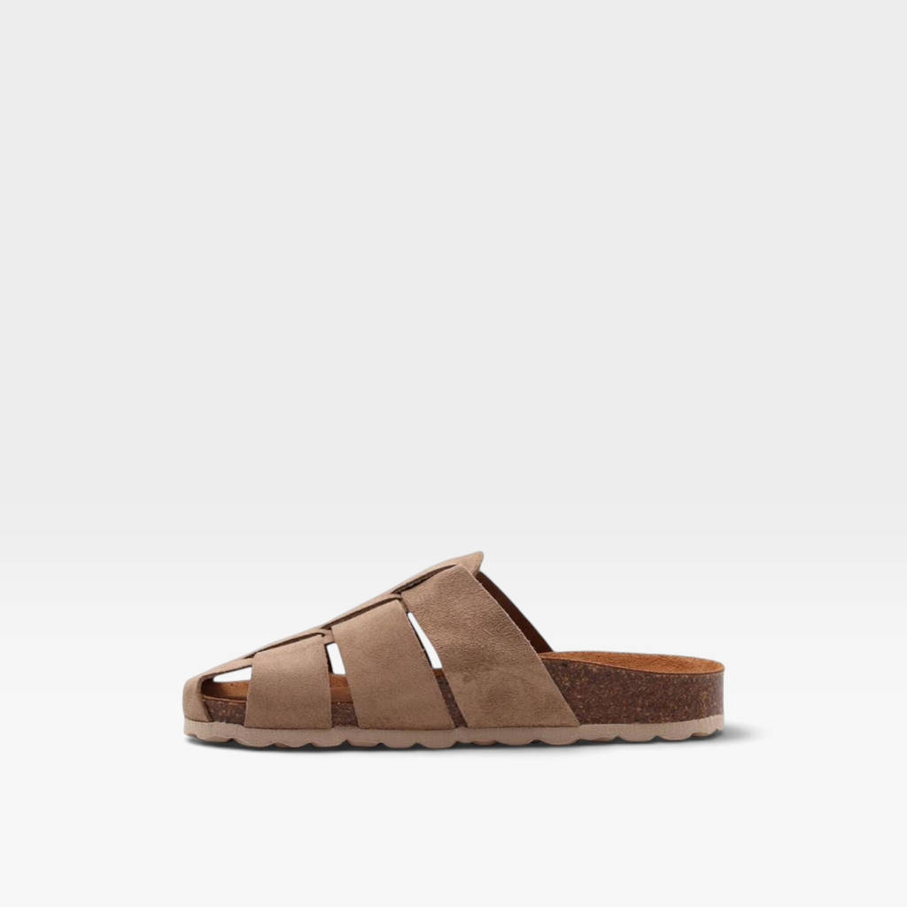 Zueco cangrejera serraje beige - Autenti