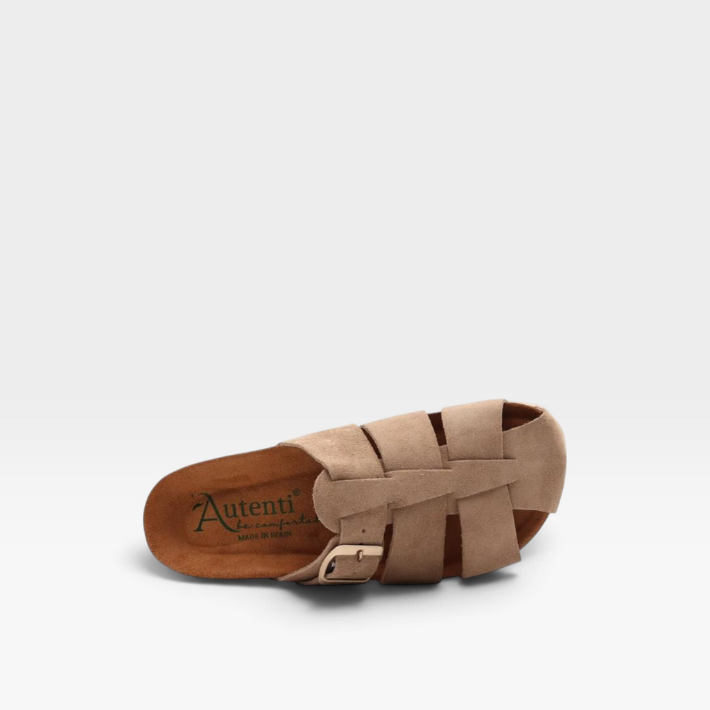 Zueco cangrejera serraje beige - Autenti