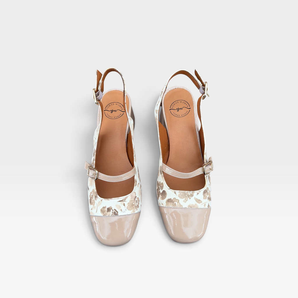 Zapato destalonado de charol con tacón estampado - YU/Yowas
