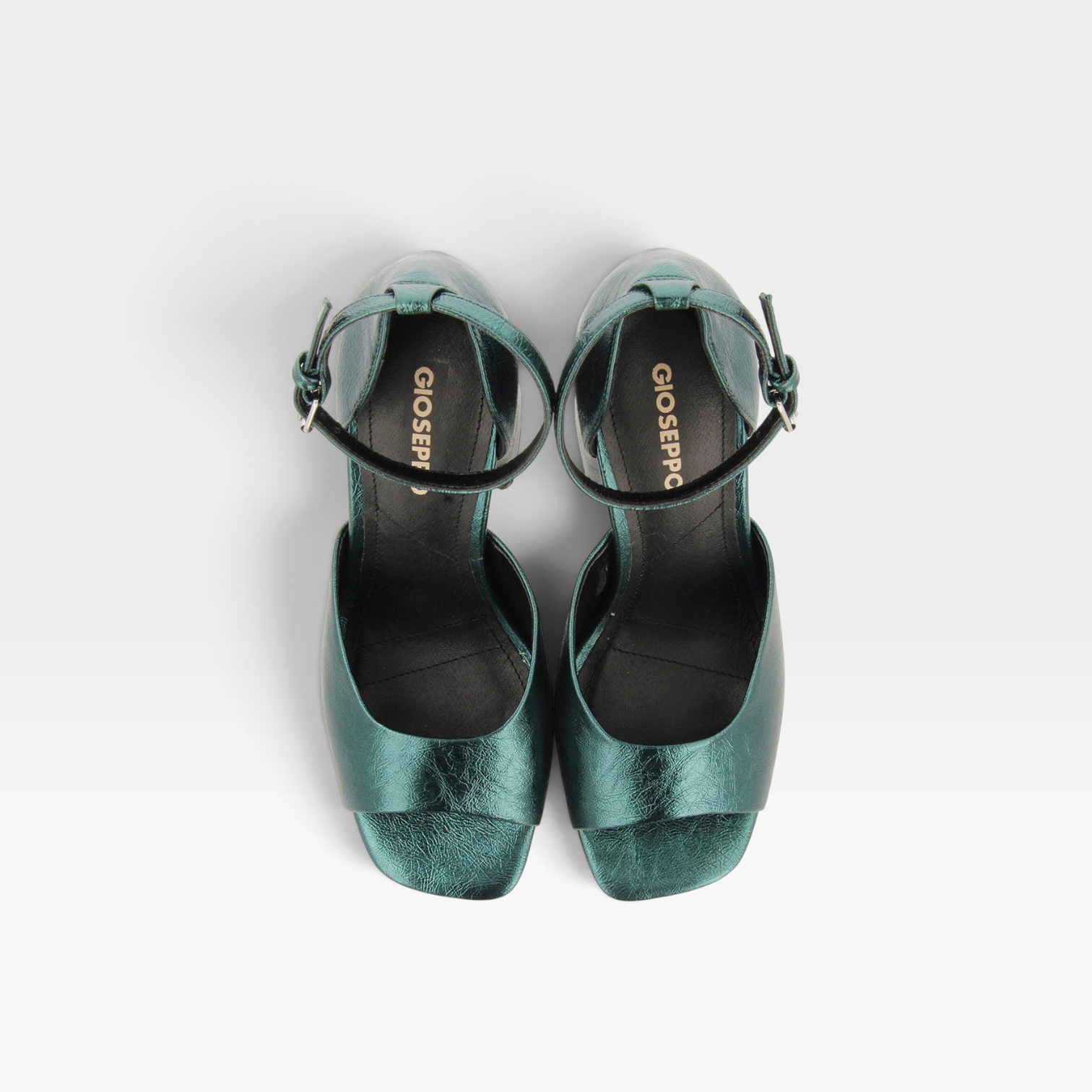 Sandalias con tacón ancho y plataforma verde metalizado - Gioseppo