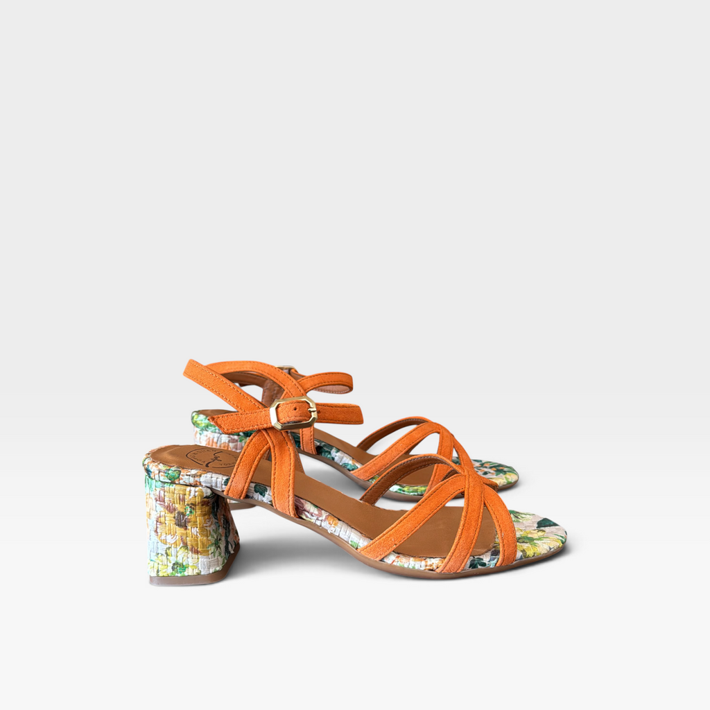 Sandalia de tacón con estampado floral - YU/Yowas