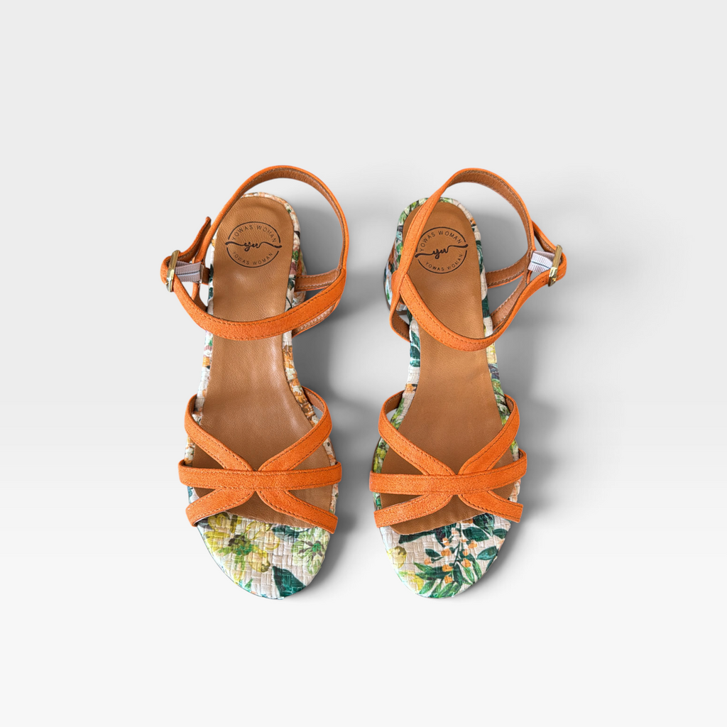 Sandalia de tacón con estampado floral - YU/Yowas