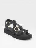 Sandalia plataforma de color negro para mujer - Wonders