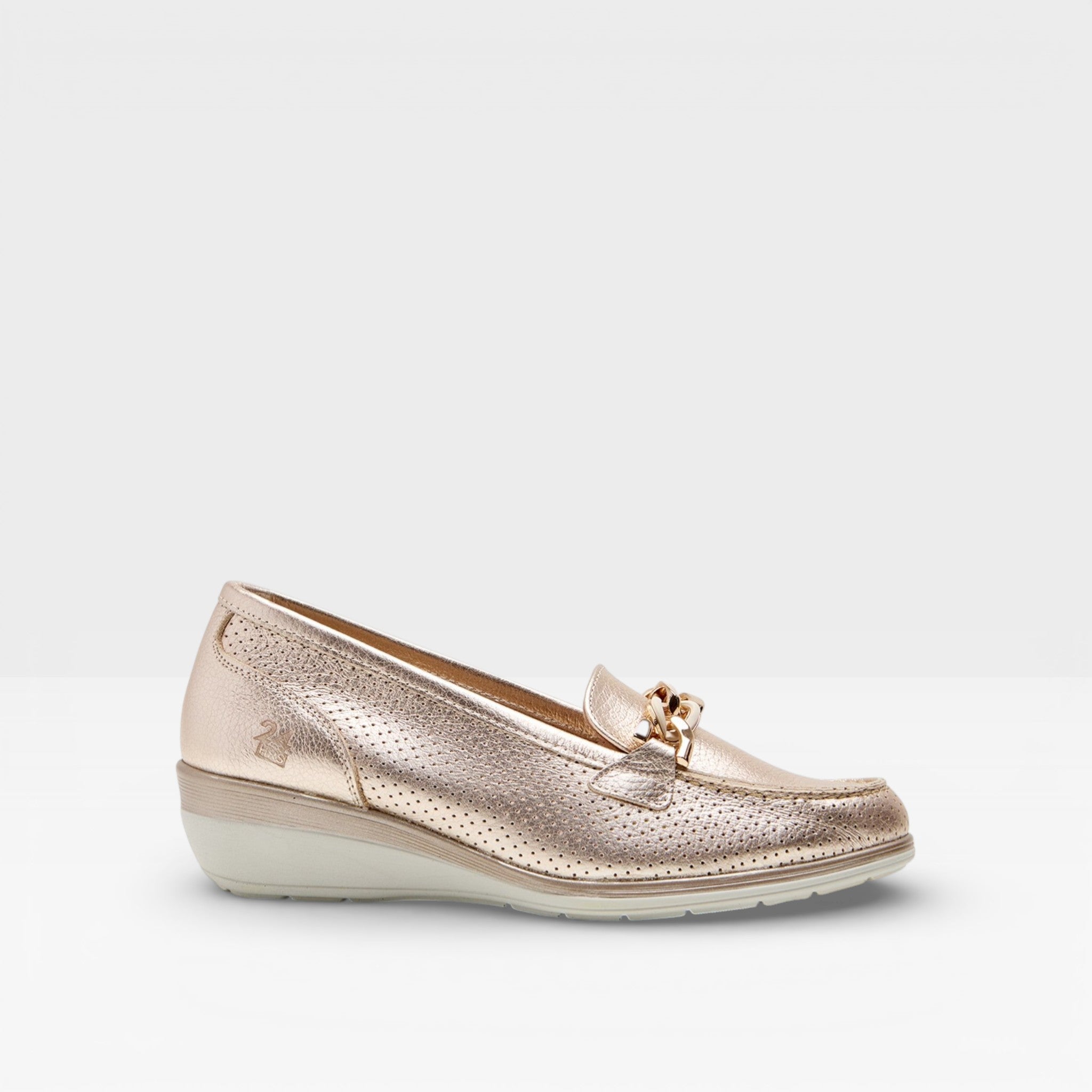 Mocasín cuña piel metalizada - 24horas