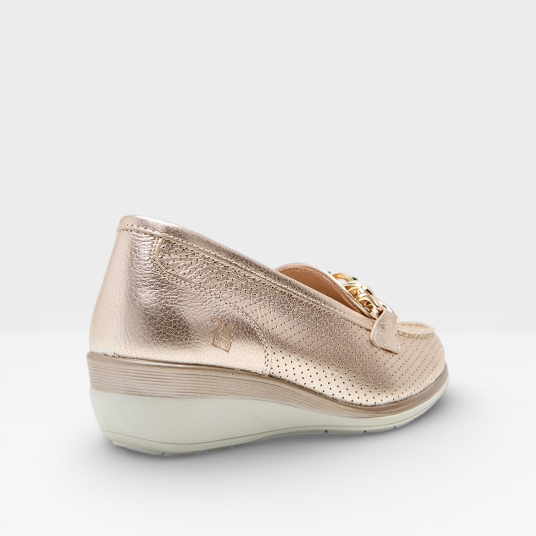 Mocasín cuña piel metalizada - 24horas