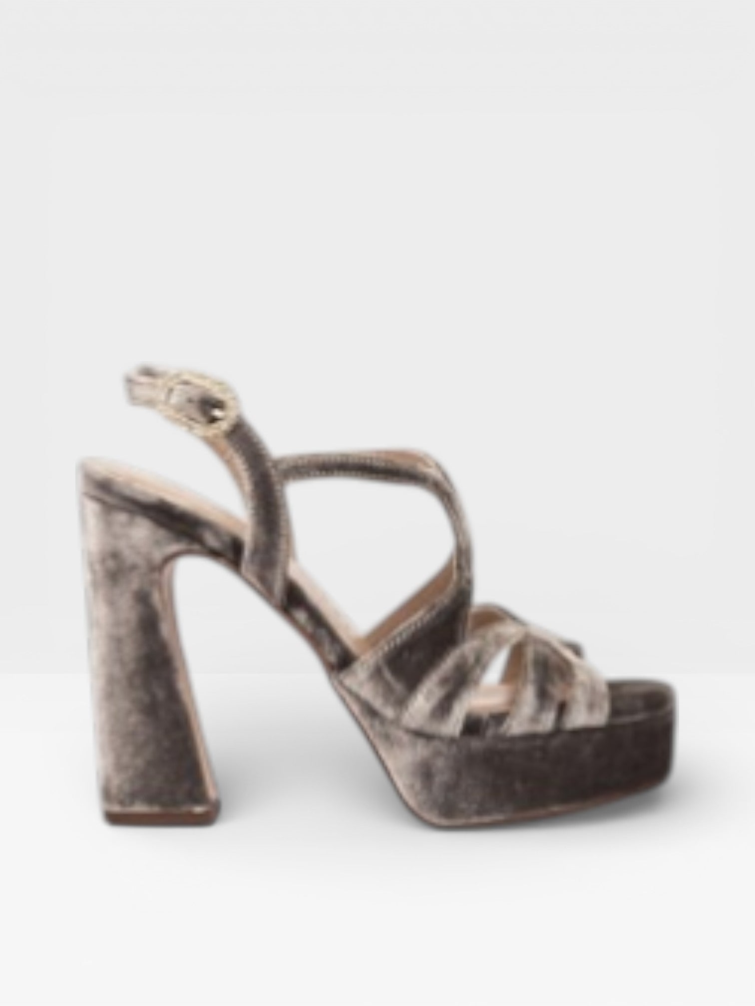 Sandalias Tacón Malawi terciopelo gris - Pedro Miralles