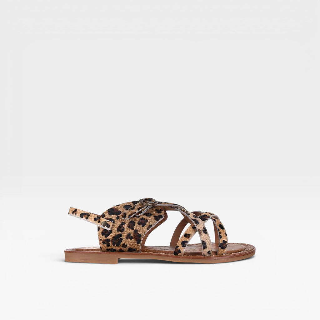 Sandalias plana tiras leopardo 77634 - Wikers