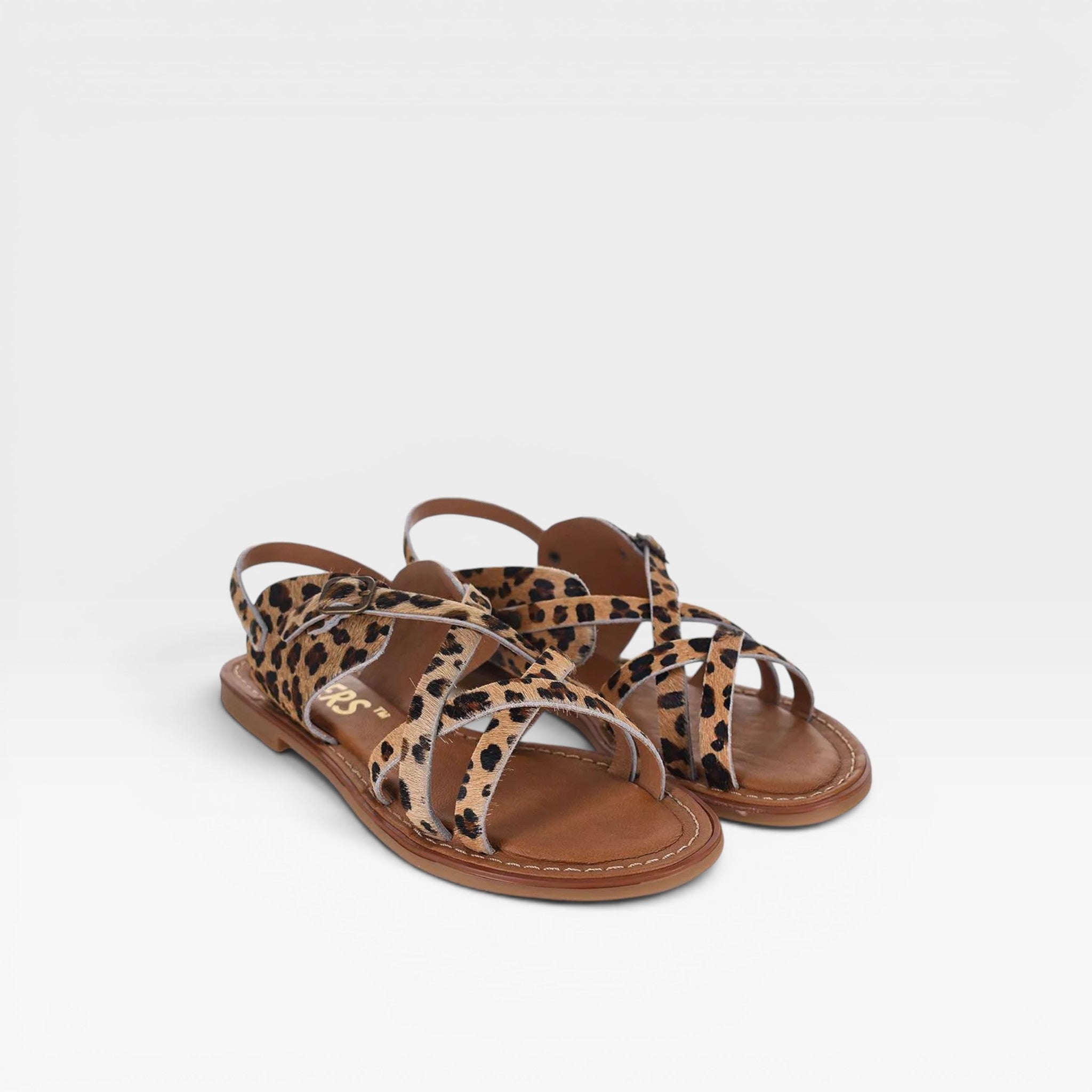 Sandalias plana tiras leopardo 77634 - Wikers