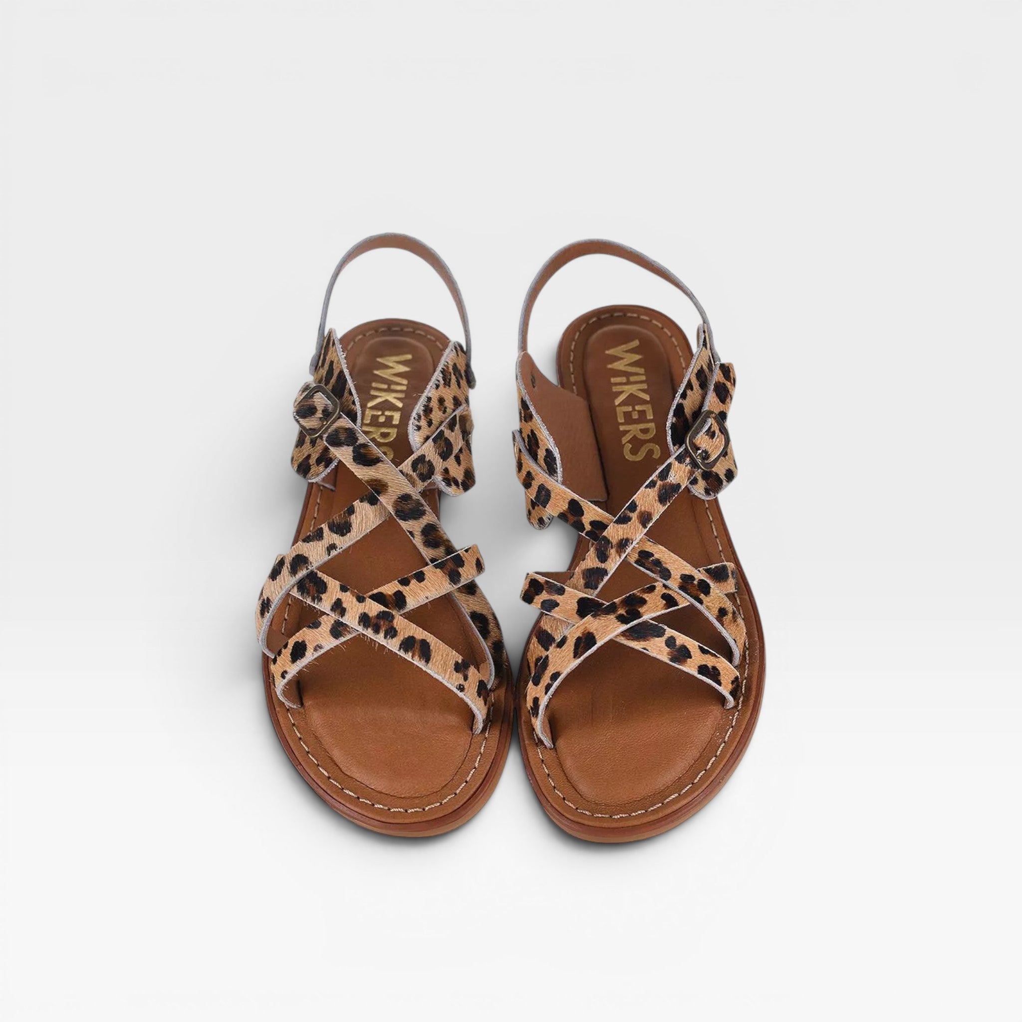 Sandalias plana tiras leopardo 77634 - Wikers