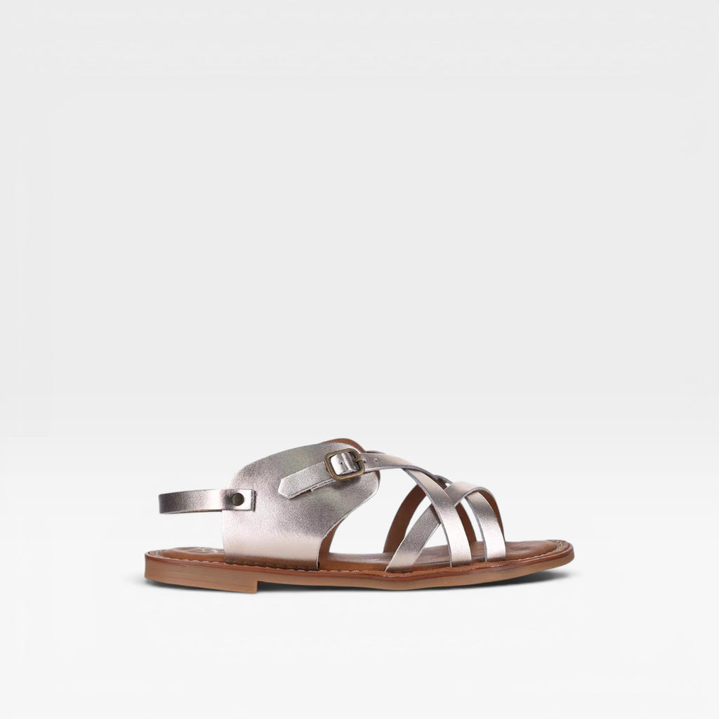 Sandalias plana tiras 77634 oro - Wikers