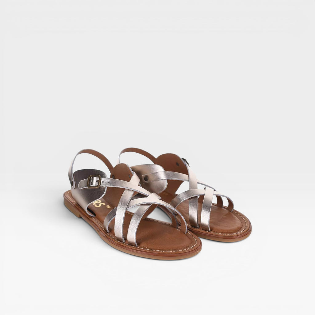 Sandalias plana tiras 77634 oro - Wikers