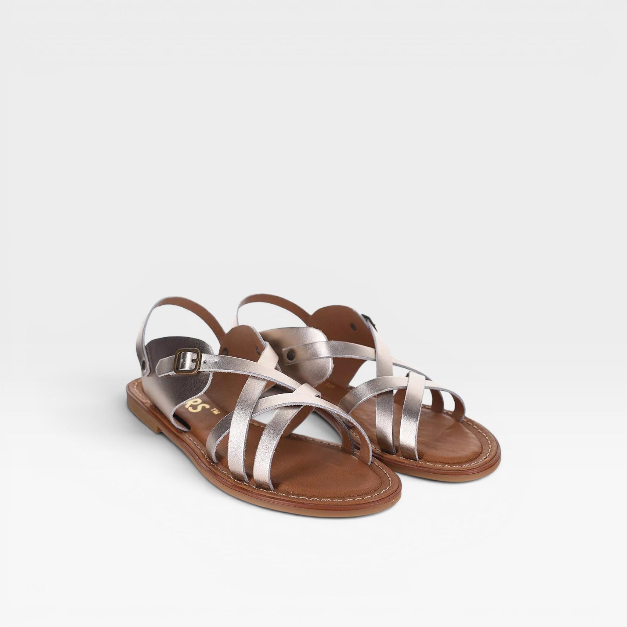 Sandalias plana tiras 77634 oro - Wikers
