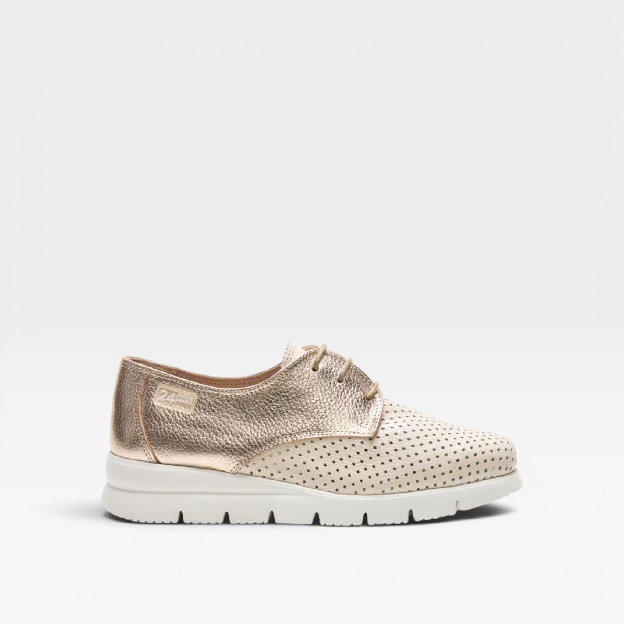 Blucher en piel nuede y piel metal platino - 24horas