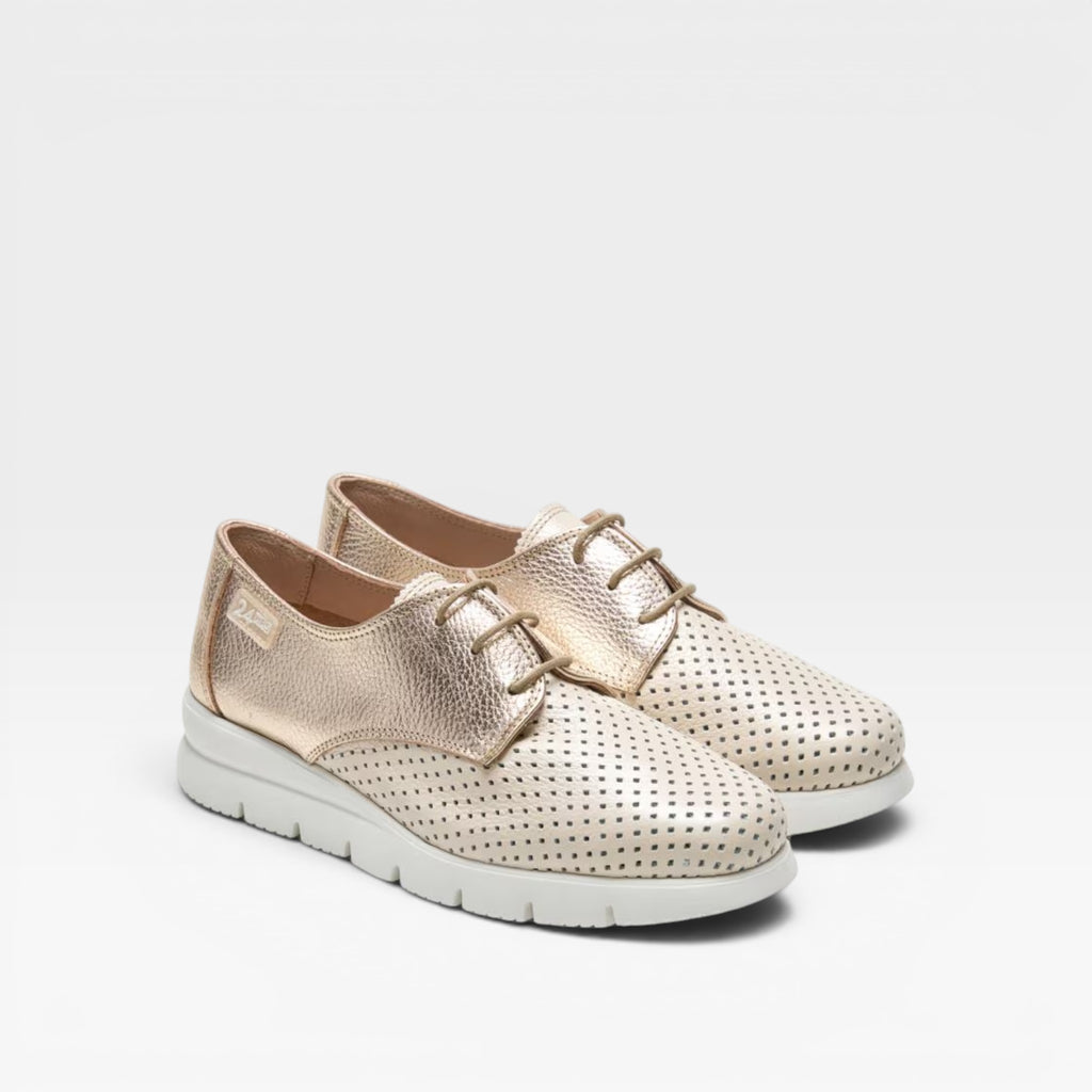 Blucher en piel nuede y piel metal platino - 24horas