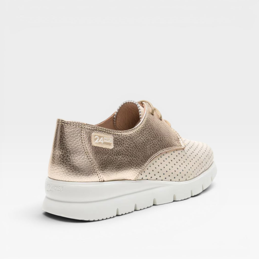 Blucher en piel nuede y piel metal platino - 24horas