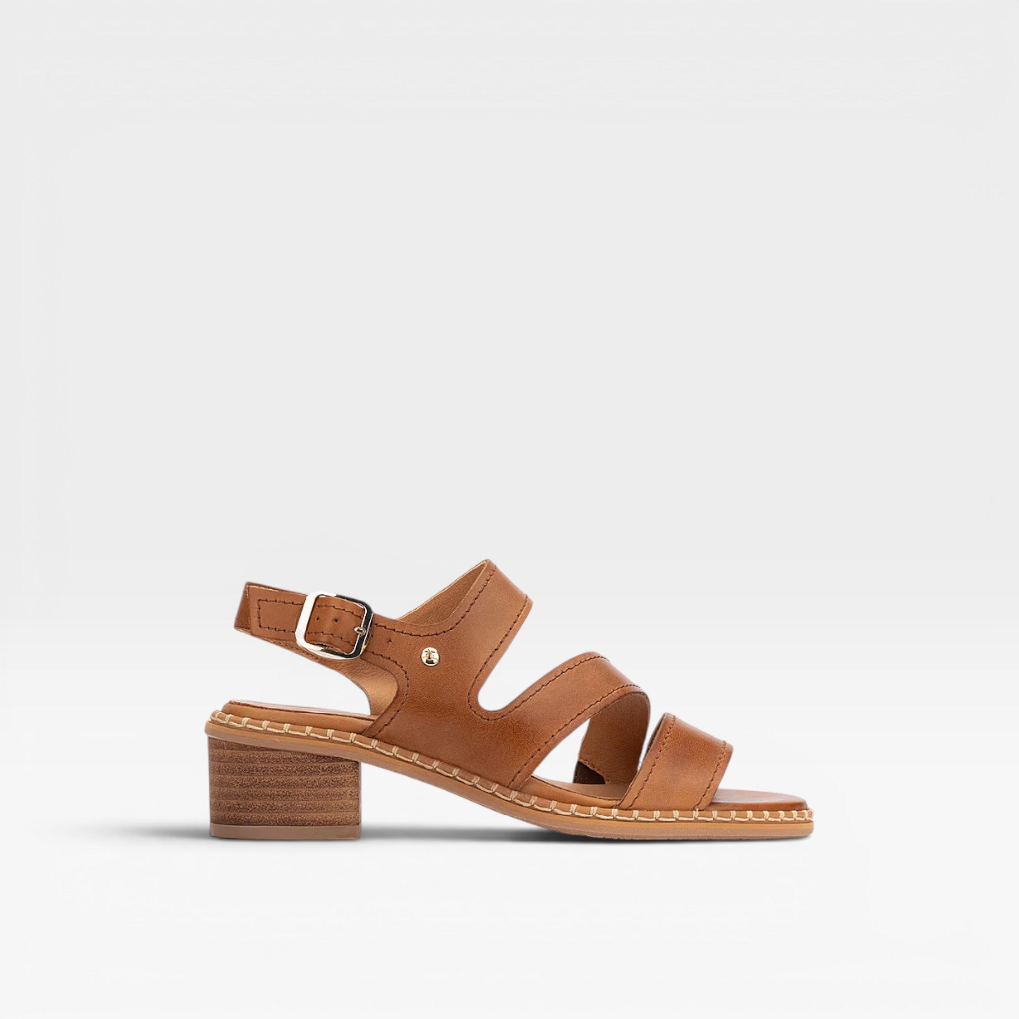 Sandalias de tacón de mujer de piel con hebilla Marrón  - Pikolinos