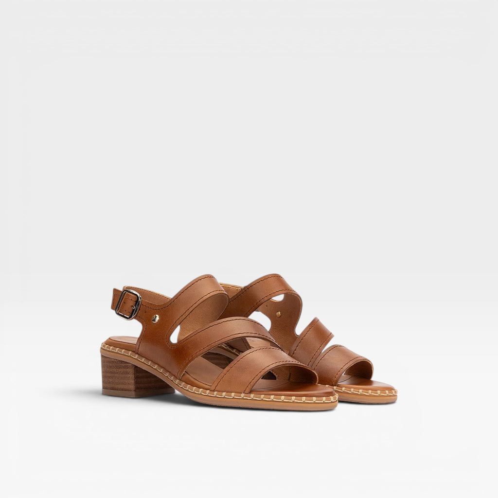 Sandalias de tacón de mujer de piel con hebilla Marrón  - Pikolinos