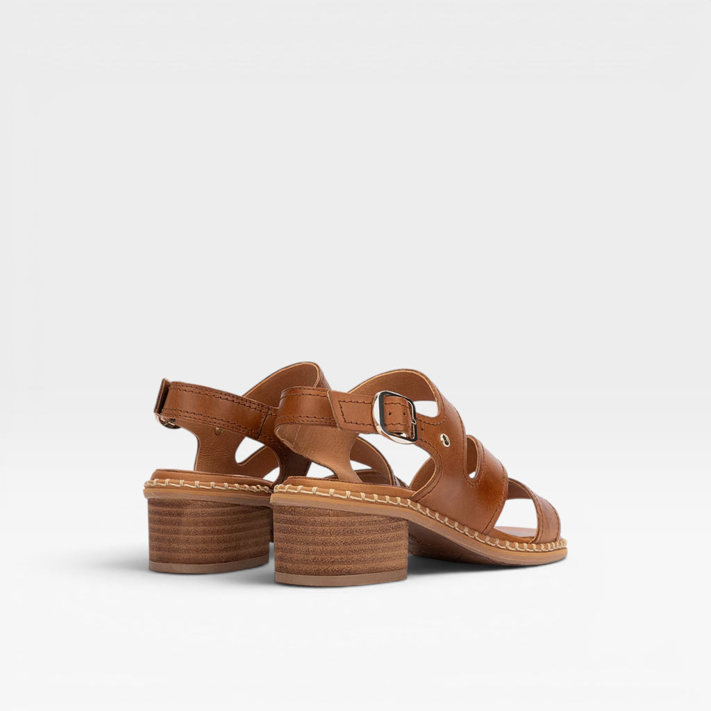 Sandalias de tacón de mujer de piel con hebilla Marrón  - Pikolinos