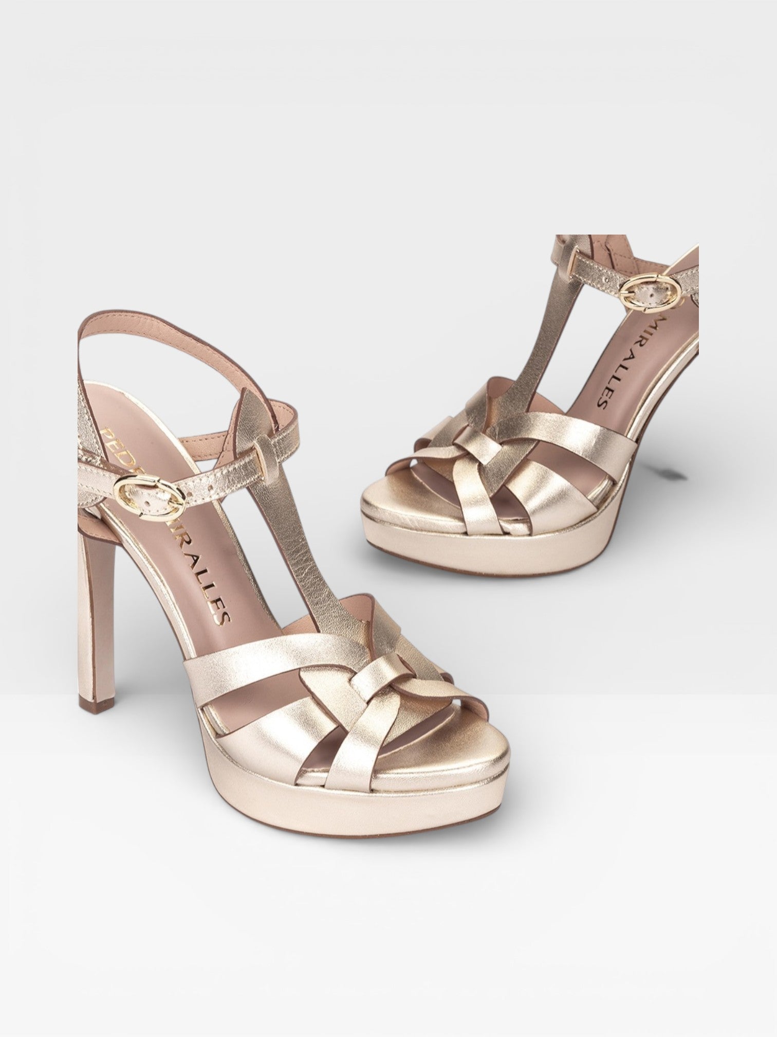 Sandalias Tacón Copenhague dorado - Pedro Miralles