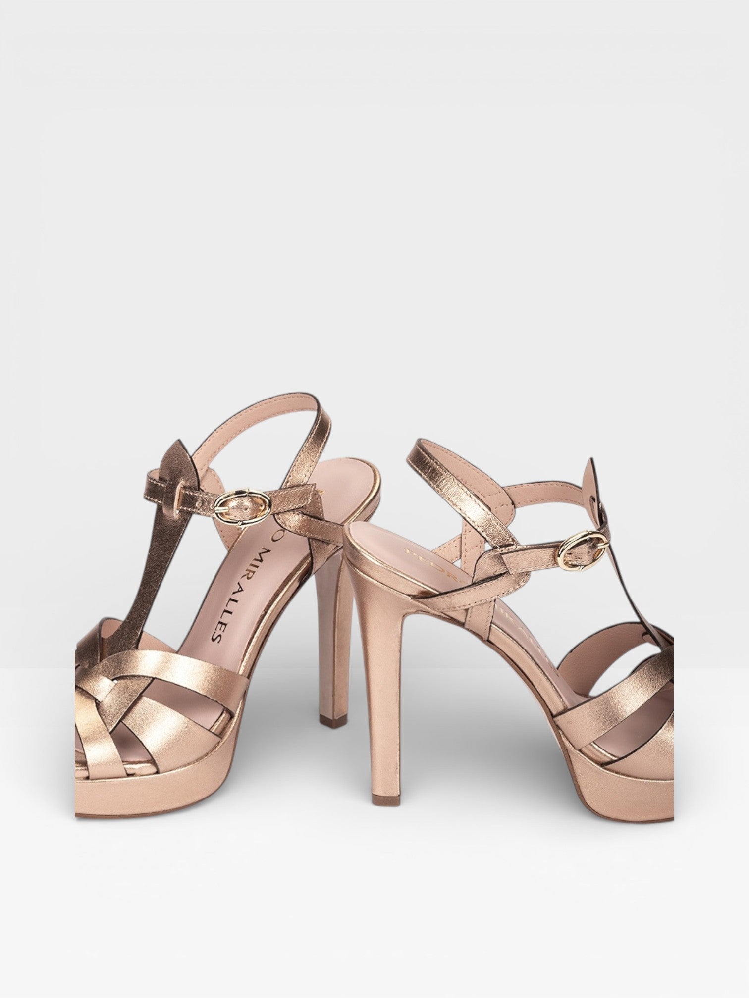 Sandalias Tacón Copenhague oro rosa- Pedro Miralles