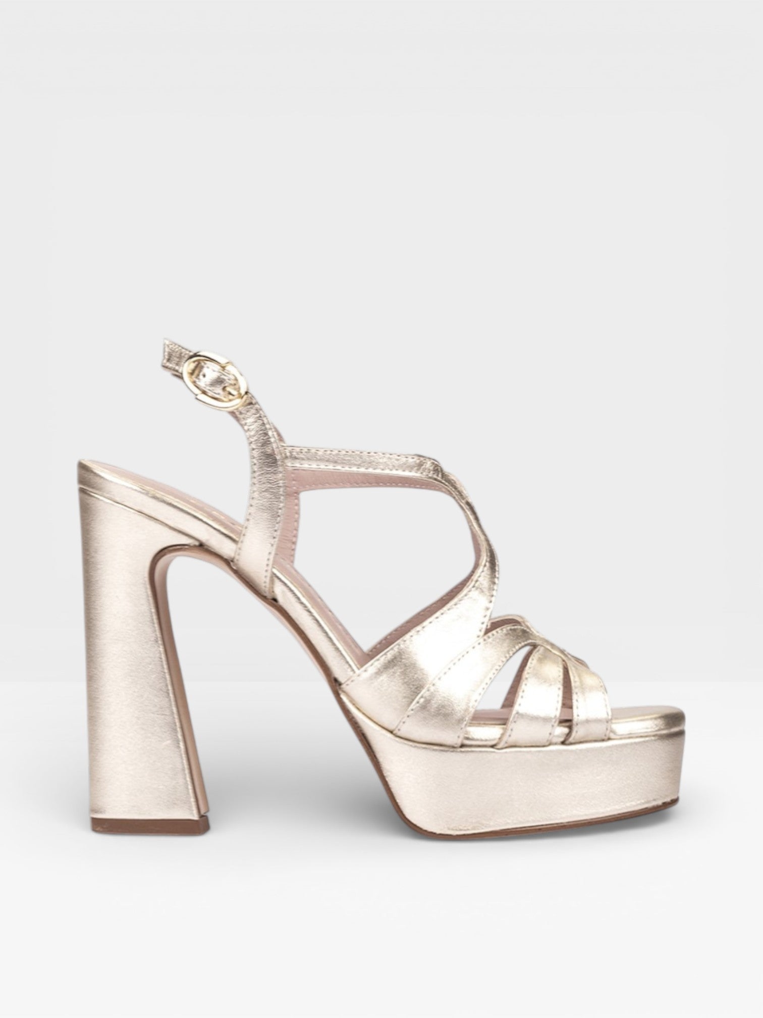 Sandalias Tacón Malawi dorada - Pedro Miralles