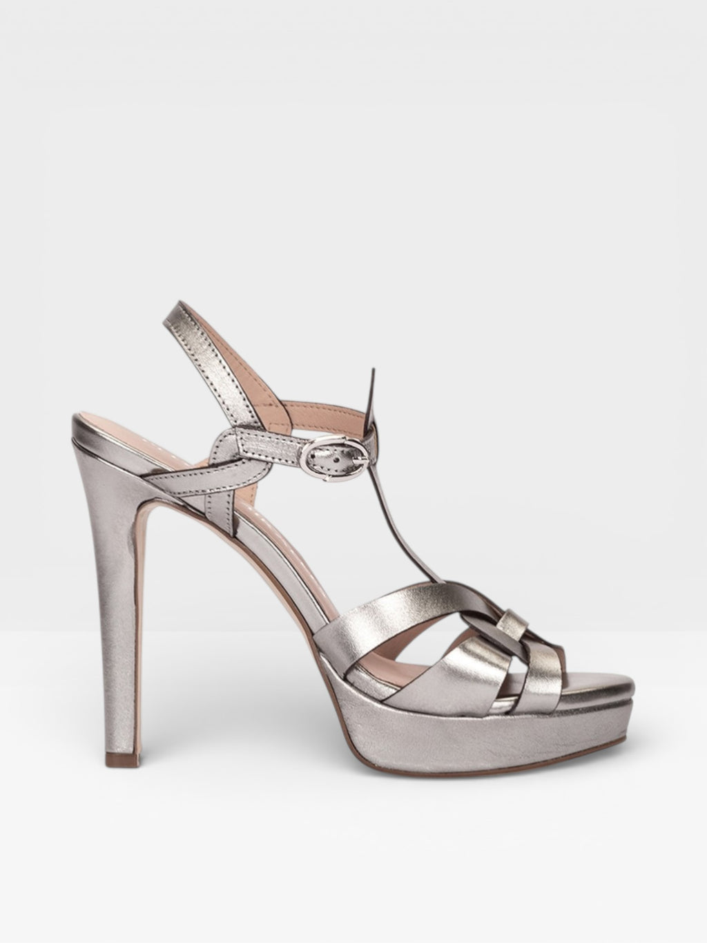 Sandalias Tacón Copenhague plateado - Pedro Miralles