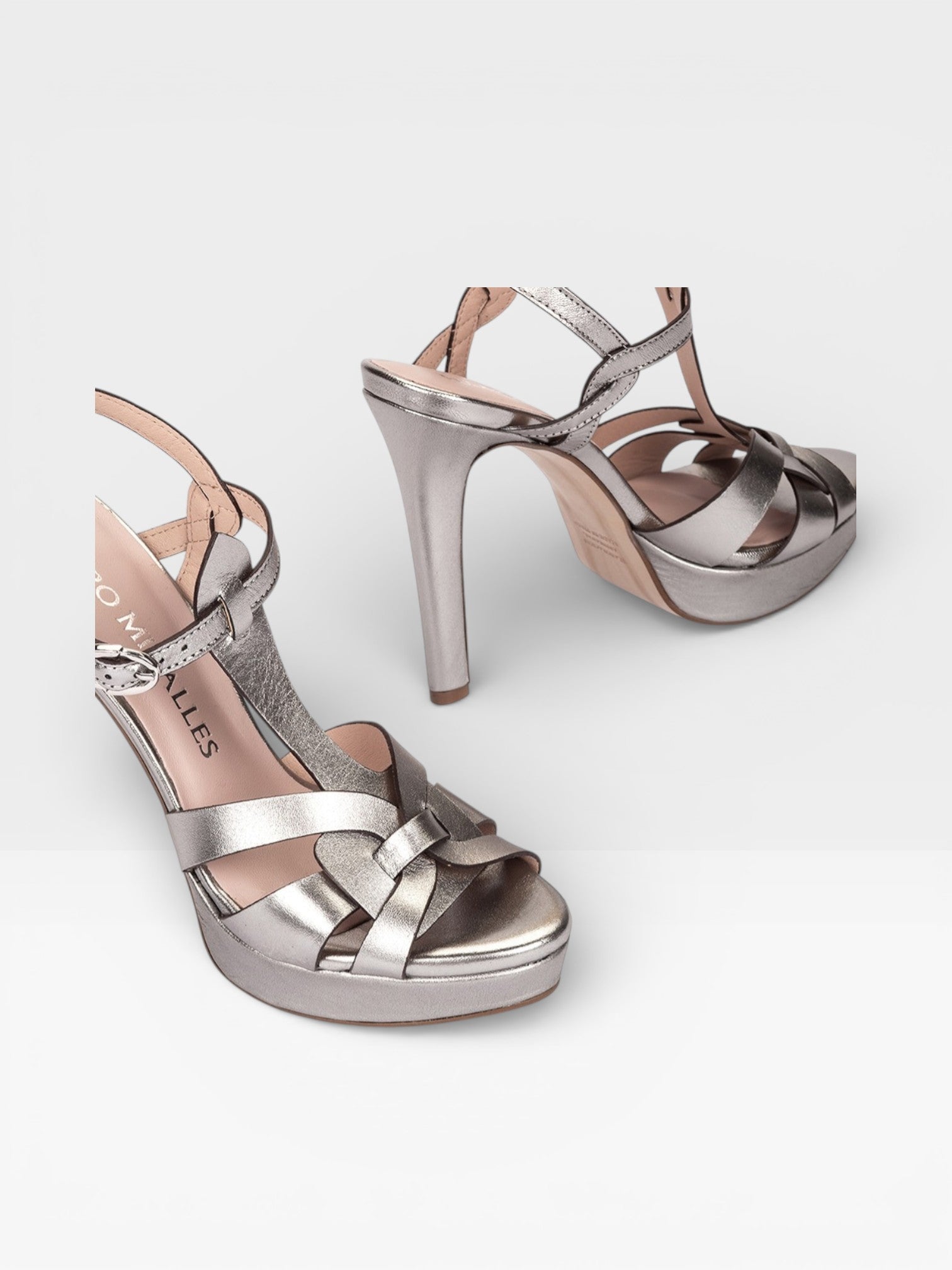 Sandalias Tacón Copenhague plateado - Pedro Miralles