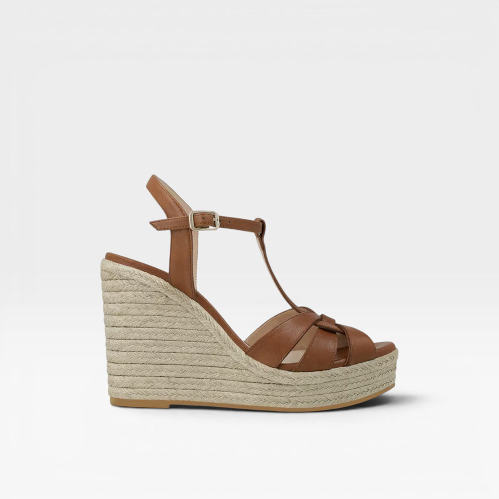 Sandalias de plataforma de mujer en piel Marrón  - Lodi