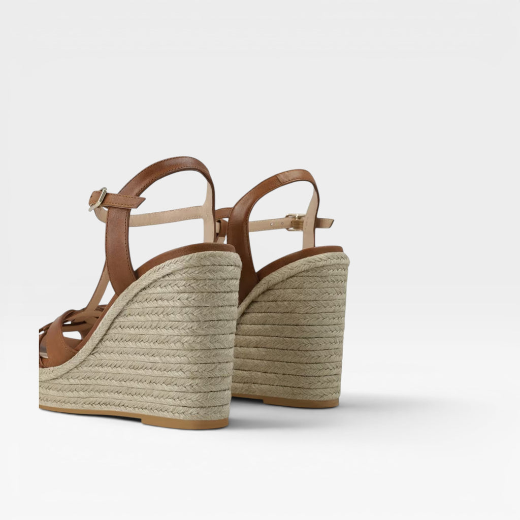 Sandalias de plataforma de mujer en piel Marrón  - Lodi