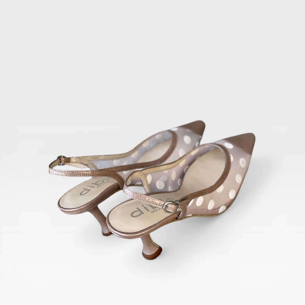 Zapato tacón  destalonado rejilla nacarado - Dibia