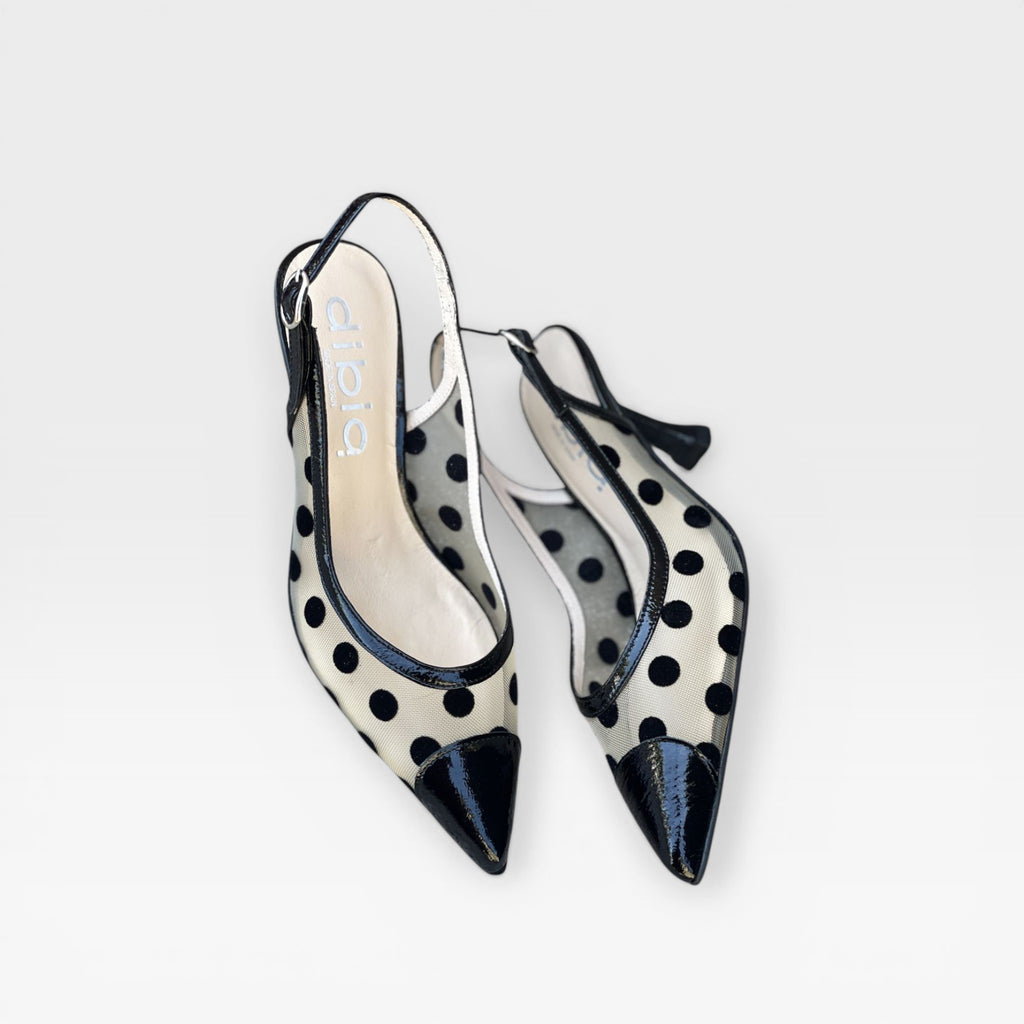 Zapato tacón  destalonado rejilla nacarado - Dibia